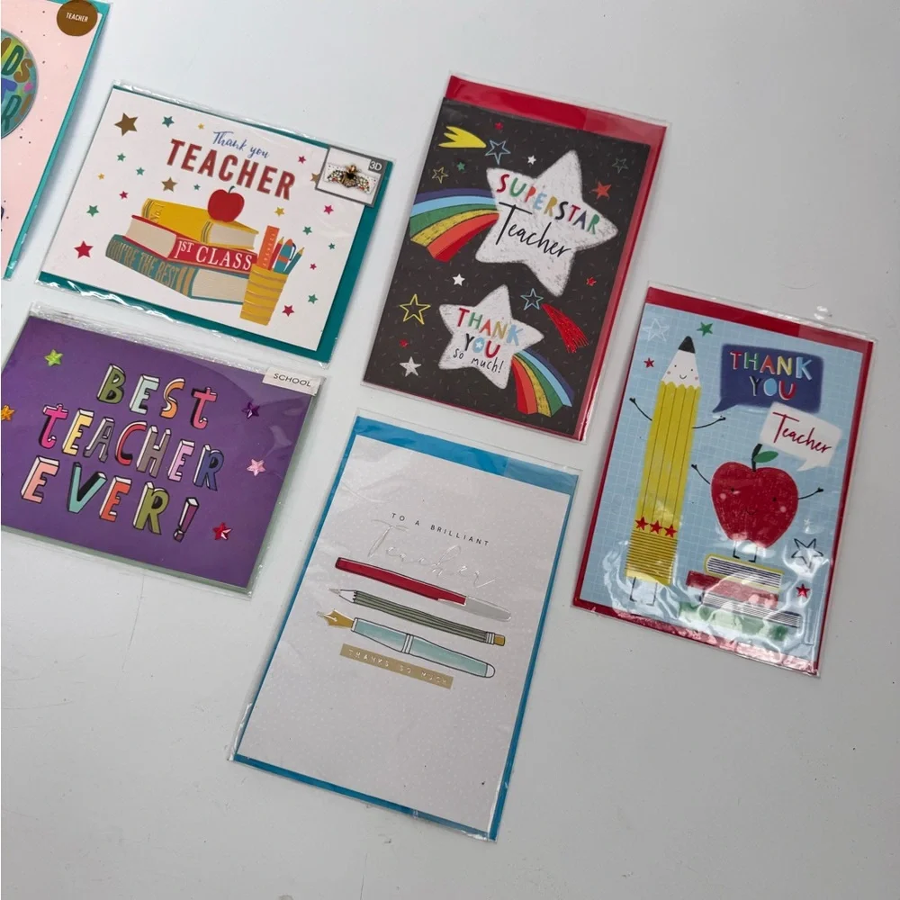 Lot of 8 Teacher Greeting Cards with Envelopes